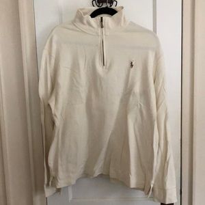 Polo Ralph Lauren Men’s Quarter Zip Estate Rib Sweater, Size Large, Cream